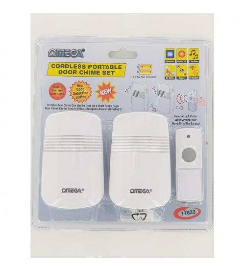 Omega 17633 Cordless Portable Wireless Door Chime