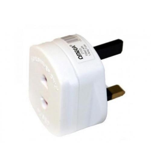 Omega 21103 2 Pin to 3 Pin Electric Shaver Plug Adaptor White