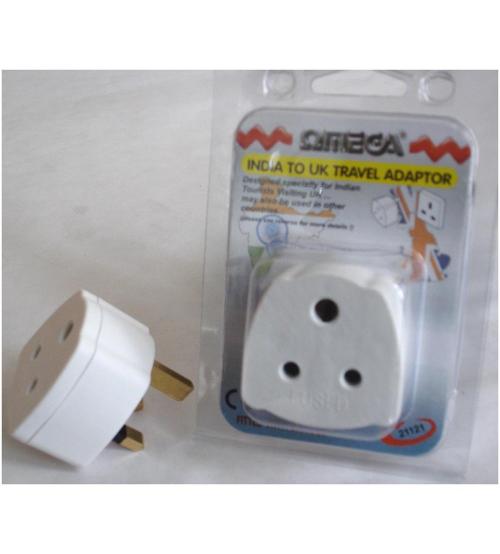 Omega 21121 5 Amp India to UK 3 Pin Travel Plug Adaptor