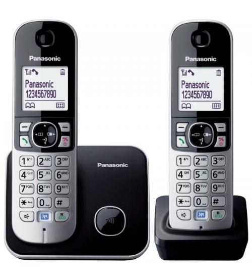 Panasonic KXTG6812EB Digital Cordless Telephone with White LED Display - Twin