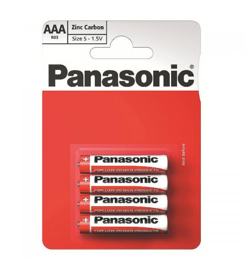 Panasonic R03R-4BP AAA Zinc Carbon 1.5V Batteries Carded 4