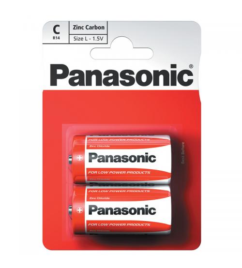 Panasonic R14RZ-2BP Zinc Carbon C Size 1.5V Batteries Carded 2