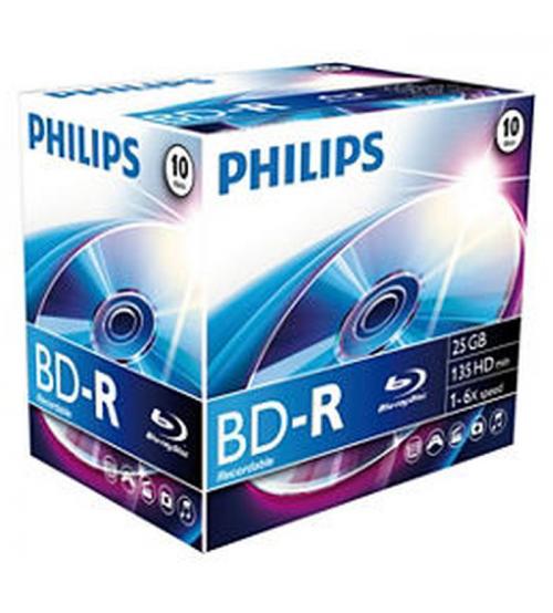 Philips PHIBD-R25GB10JC Blu-Ray Recordable 25GB 6x (Jewel Case Pack of 10)