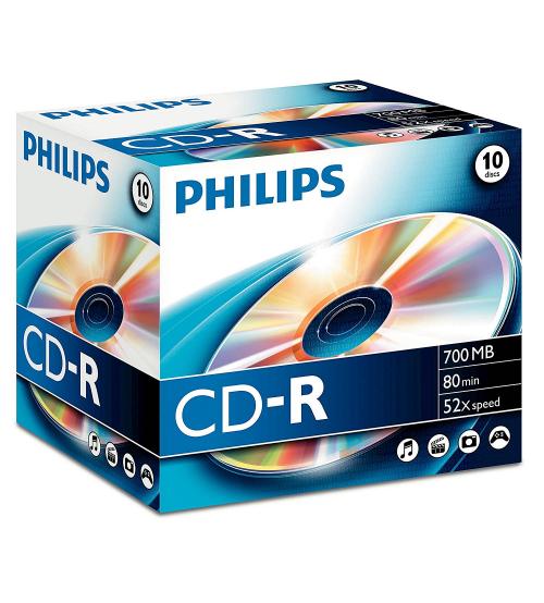 Philips PHICDR8010JC CD-R 80Min 700MB 52x (Jewel Case Pack of 10)