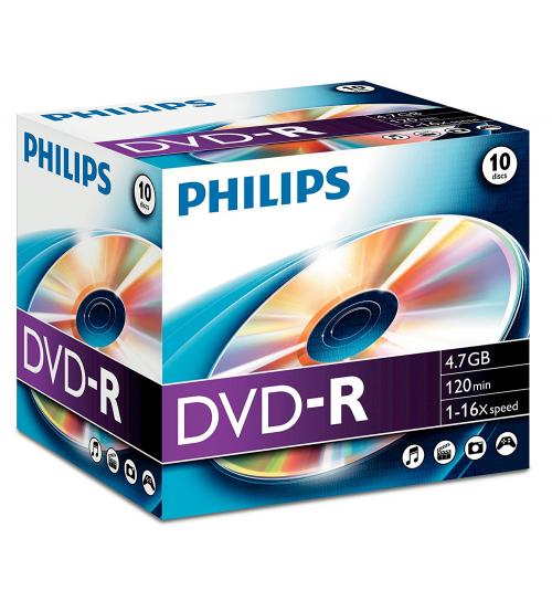 Philips PHIDVD-R10JC DVD-R 4.7GB 16x (Jewel Case Pack of 10)