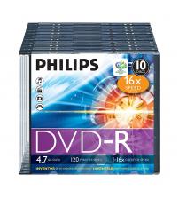 Philips PHIDVD-R10SLIM DVD-R 4.7GB 16x (Slim Case Pack of 10)