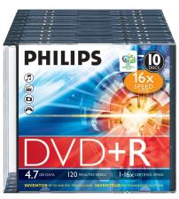 Philips PHIDVDPR10SC DVD+R 4.7GB 16x (Slim Case Pack of 10)