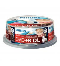 Philips PHIDVDPRDL25CBPRINT DVD+R 8.5GB DL 8x (Inkjet Printable Spindle of 25)