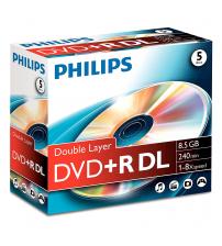 Philips PHIDVDPRDL5JC DVD+R 8.5GB DL 8x (Jewel Case Pack of 5)