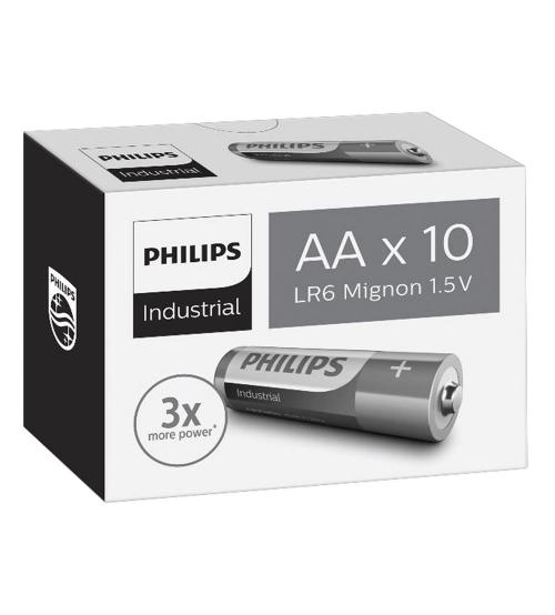 Philips S12936 AA Industrial Alkaline Batteries (Pack of 10)