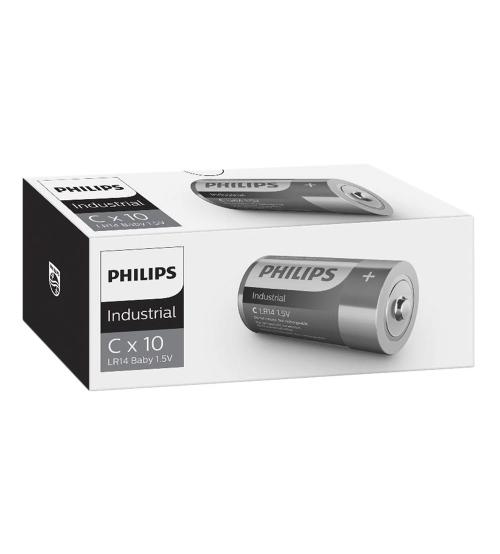 Philips S12937 C Size Industrial Alkaline Batteries (Pack of 10)