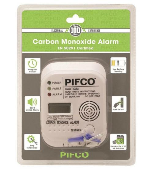 Pifco B404 Carbon Monoxide Alarm Detector + 3x AA Batteries