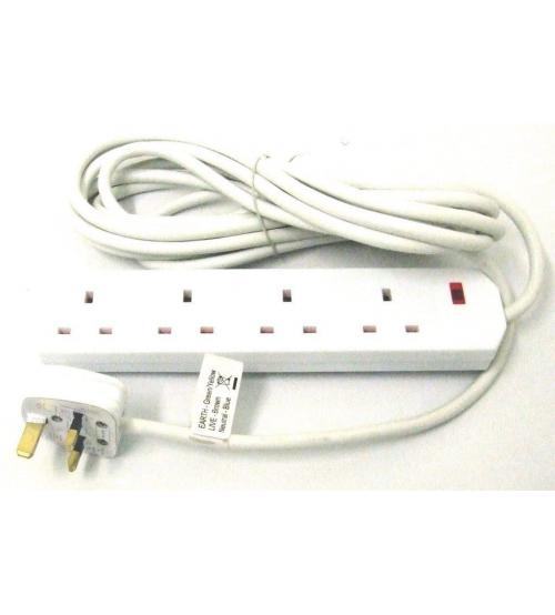 Pifco 4 Way UK 3Pin Plug 13amp Extension Lead with 5 Metre Cable