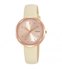 Pulsar PH8394X1 Ladies Cream Leather Strap Rose Gold Case And Dial 50M Watch