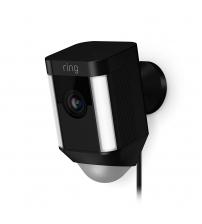 Ring Spotlight Cam Wired 1080 HD Indoor/Outdoor Rectangle Security Camera - Black