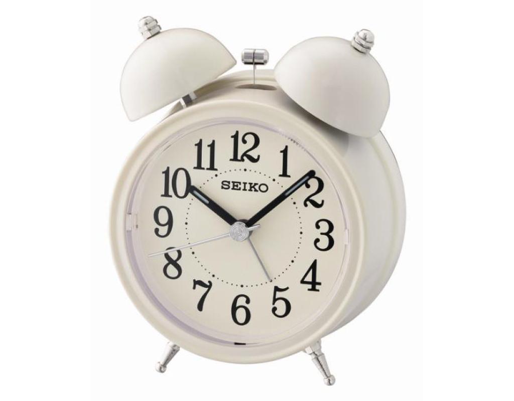 Seiko QHK035C Bell Alarm Clock with Light and Snooze Cream