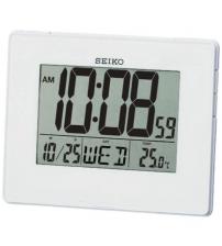 Seiko QHL057W LCD Alarm Calendar Clock - White