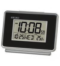 Seiko QHL068K LCD Dual Alarm Calendar Clock - Black