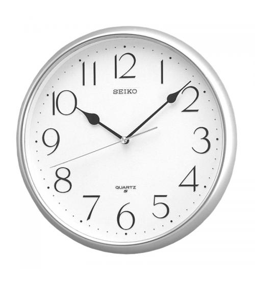 Seiko QXA001S Quartz Wall Clock with Arabic Numerals - Silver