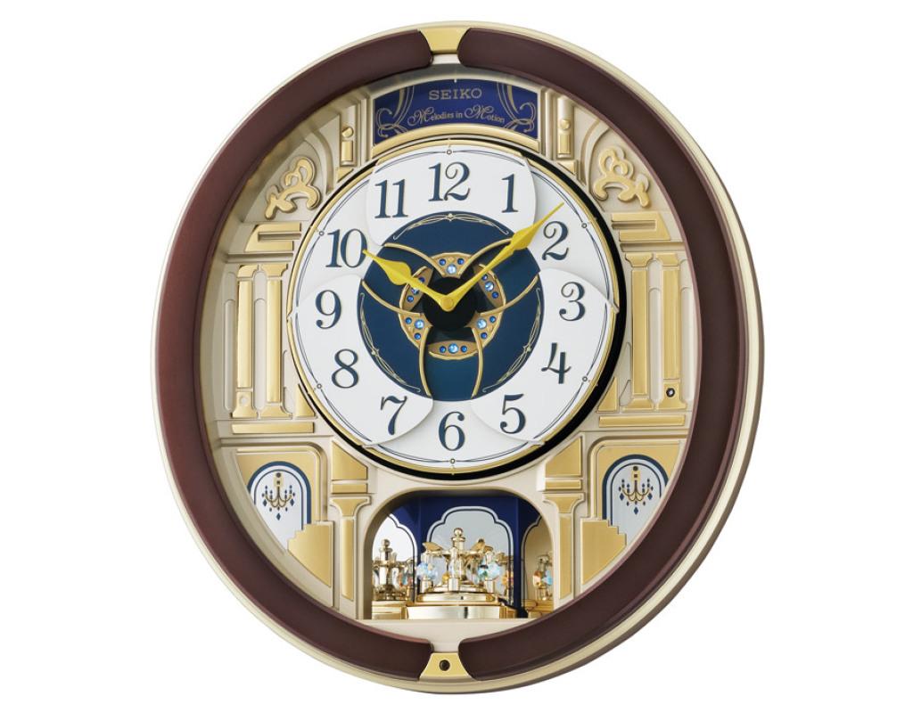 Seiko QXM356B Melody in Motion Wall Clock with Rotating Pendulum