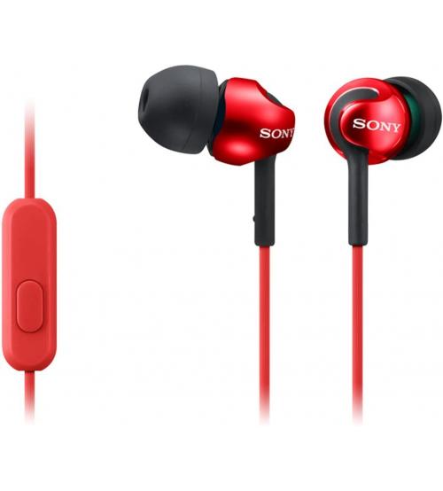 Sony MDR-EX110APR EX Series Earbud Headphones with Smartphone Control and Mic - Red
