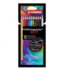 Stabilo 1612/1-20 Arty Aquarellable Colouring Pencil 12pk - Aquacolor Assorted Colours