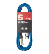 Stagg SMC3CBL High Quality Microphone Cable XLR Plug 3m - Blue