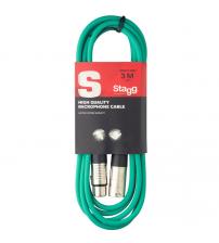 Stagg SMC3CGR High Quality Microphone Cable XLR Plug 3m - Green
