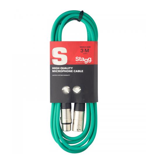 Stagg SMC3CGR High Quality Microphone Cable XLR Plug 3m - Green
