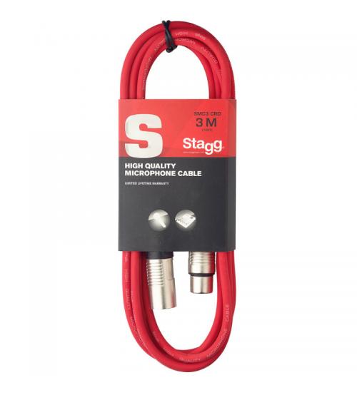 Stagg SMC3CRD High Quality Microphone Cable XLR Plug 3m - Red