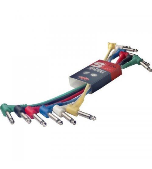 Stagg SPC015LE Metre Angled Jack Patch Cables 6-Pack Multi Colour - 15cm (6in)