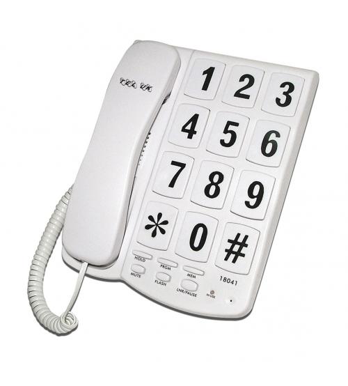 TEL UK 18041 Big Buttons New Yorker Corded Telephone Set - White