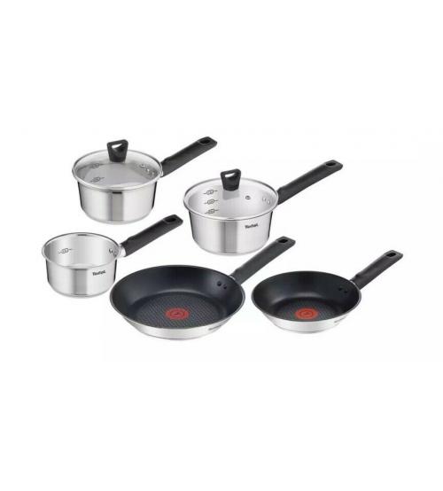 Tefal B815S544 5 Piece Simpleo Frying Pans & Sauce Pans Set - Stainless Steel