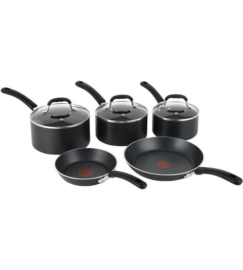 Tefal E857S544 5 Pieces Premium Non-Stick Cookware Set - Black