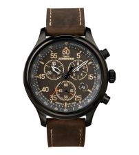 Timex T49905 Expedition Field Chronograph Watch with Brown Leather Strap