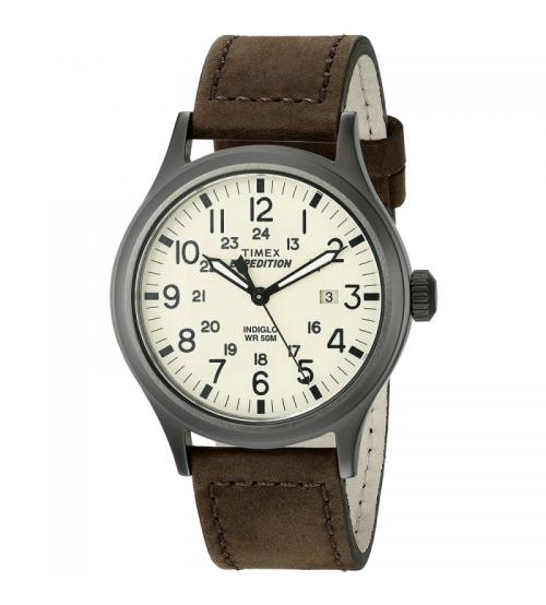 Timex T49963 Expedition Scout Watch with Brown Leather Strap