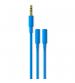 Urbanz INC-235S-P6BL Incredi-Cables 3.5mm Corded Audio Splitter - Blue