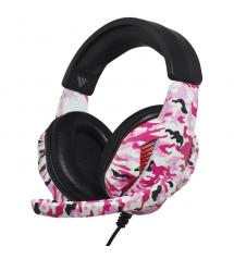 Vybe VYCH05 Camo Wired Gaming Headset with LED Lights - Diva Pink