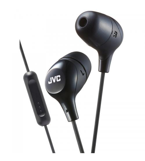JVC HAFX38MB Marshmallow Custom Fit In-Ear Headphones with Remote & Mic - Black