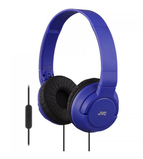 JVC HASR185A Powerful Bass Headphones with Remote Mic Blue
